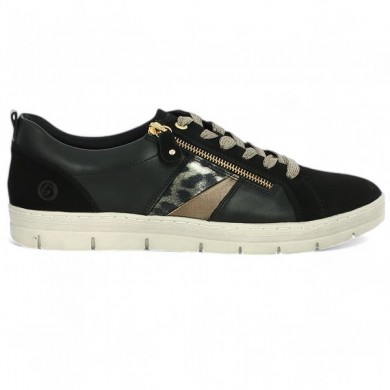 D5833-03 Remonte sneakers black and leopard large size woman Shoesissime, side view