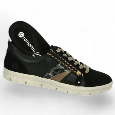 Sneakers Remonte black and leopard zipper large size woman Shoesissime, view details