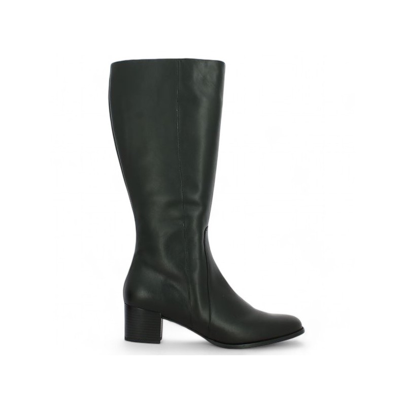 black wide calf boot 42, 43, 44, 45 small heel Shoesissime, side view