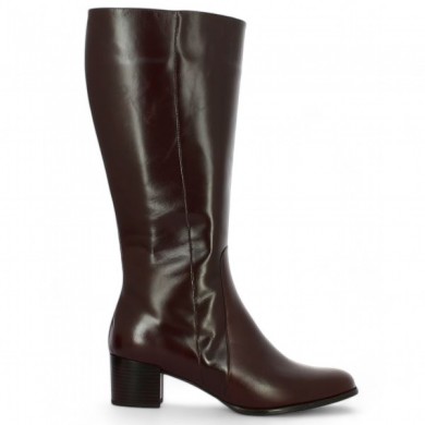 Botte grande taille mollet large cuir marron Shoesissime, vue coté