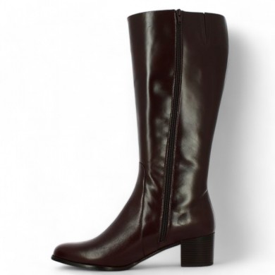 Bottes marron femme grande taille  mollets larges, vue intérieure