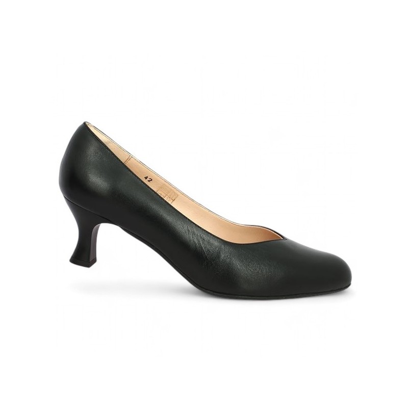 Escarpin cuir noir 6.5 cm confort 42, 43, 44, 45 Shoesissime, vue profil