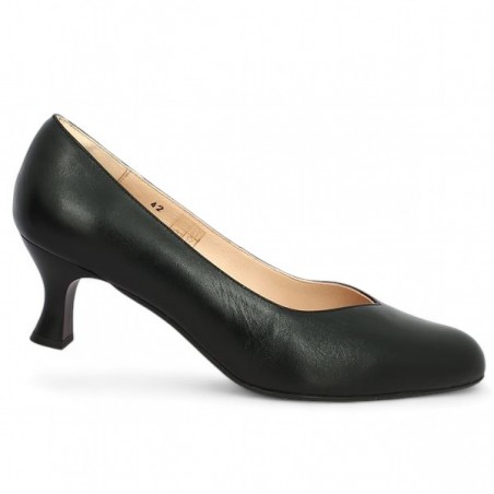 Black leather pump 6.5 cm comfort 42, 43, 44, 45 Shoesissime, profile view