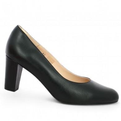 escarpin cuir noir femme talon haut épais pointure 42, 43, 44, 45, vue profil