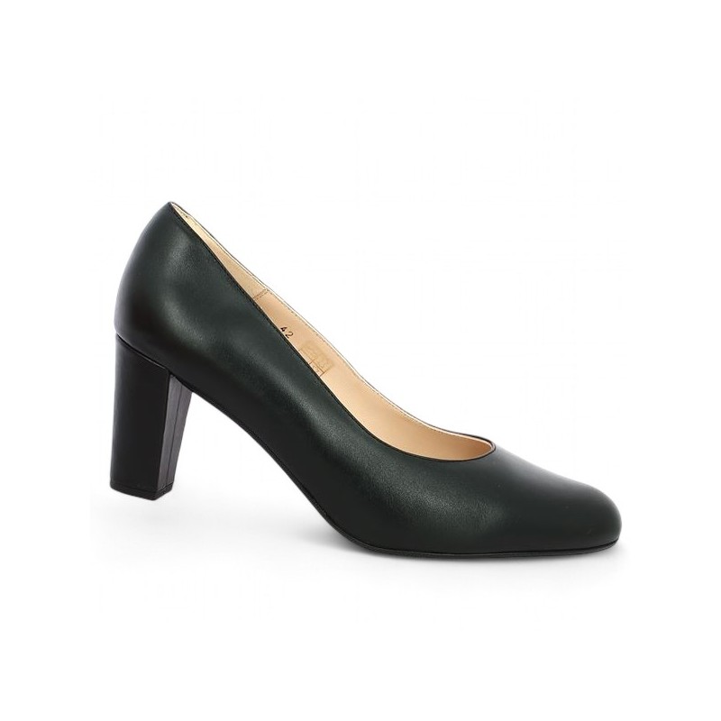 escarpin cuir noir femme talon haut épais pointure 42, 43, 44, 45, vue profil