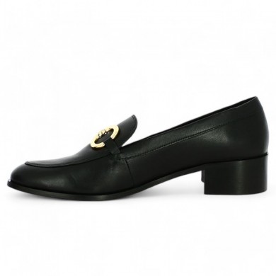 Mocassin femme grande taille chic noir chaine dorée Shoesissime, vue intérieure