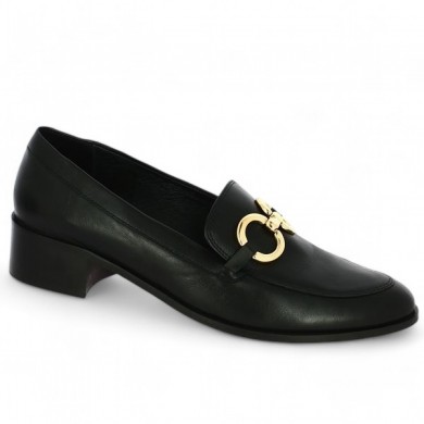 Black leather loafer with gold chain 42, 43, 44, 45 Shoesissime, side view