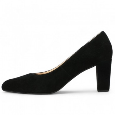 thick black velvet heels shoes large size woman Shoesissime, interior view