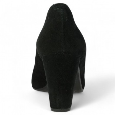 thick black velvet heels Shoesissime women's large size shoe, rear view