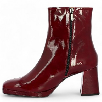 Boots talon plateforme grande pointure cuir vernis rouge bordeaux Shoesissime, vue intérieure