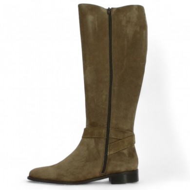 Botte cavalière femme 42, 43, 44, 45 noeud cuir taupe Shoesissime, vue intérieure