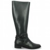 women's black leather flat boot Shoesissime size, side view