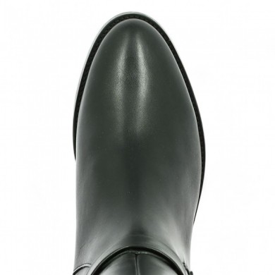 Shoesissime black leather tall flat boot for women, top view