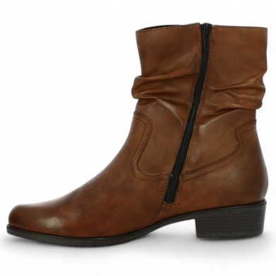 Bottines femme montante plate cuir camel plissée grande taille femme Shoesissime, vue intérieure