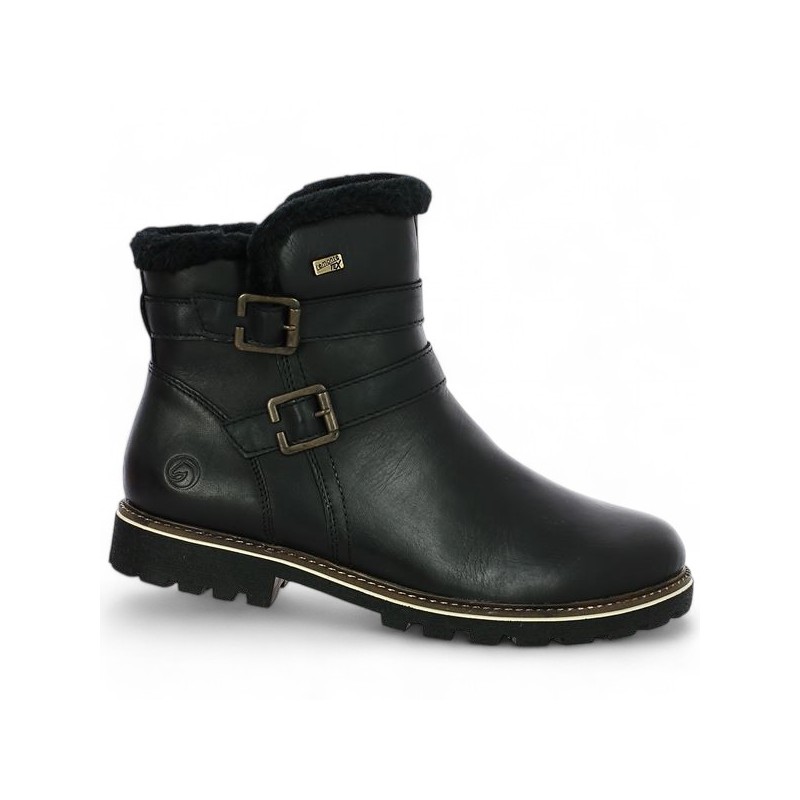 D8484-00 Warm black wool Remonte boot 42, 43, 44, 45 Shoesissime, profile view