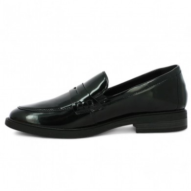 Women's moccasin 42, 43, 44, 45 glossy black Remonte Shoesissime, interior view