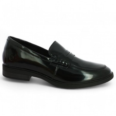 D1U01-01 moccasin black patent Remonte 42, 43, 44, 45 Remonte, side view