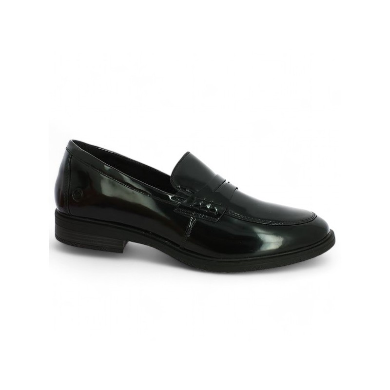 D1U01-01 moccasin black patent Remonte 42, 43, 44, 45 Remonte, side view