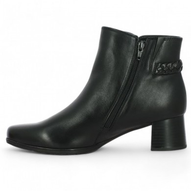 Boots Gabor cuir noir petit talon tresse arrière grande taille femme Shoesissime, vue intérieure