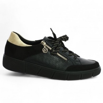 D1T00-03 - Black and gold Remonte sneakers - Ladies' big shoes - Shoesissime