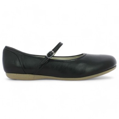 Ballerine fiona 77 bride fine cuir noir grande taille Josef Seibel Shoesissime, vue coté