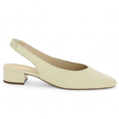 escarpin blanc cassé petit talon Gabor 8, 8.5, 9, 9.5 Shoesissime, vue profil