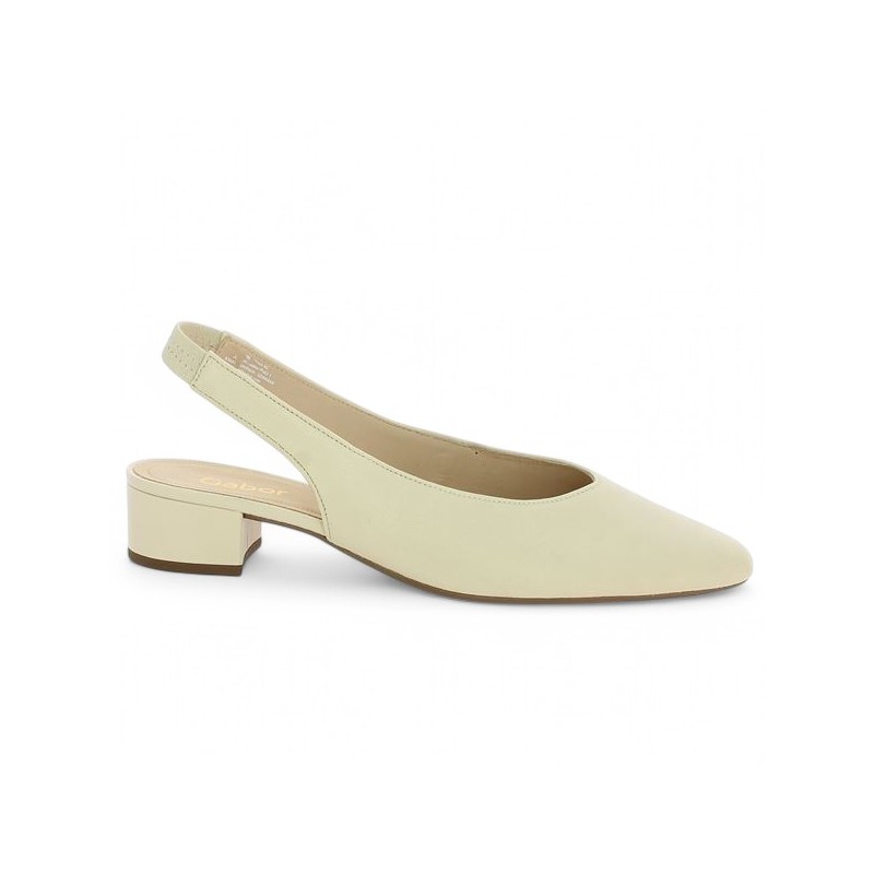 escarpin blanc cassé petit talon Gabor 8, 8.5, 9, 9.5 Shoesissime, vue profil