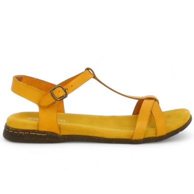 Nu-pied confort Josef Seibel femme grande pointure cuir jaune Shoesissime, vue coté