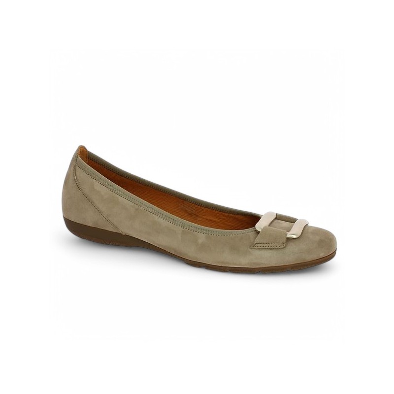 Ballerine velours beige Gabor 64.166.12 grande taille Shoesissime, vue profil