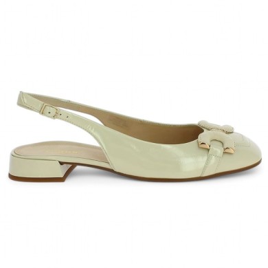 ballerine sling back vernis blanc cassé 8, 8.5, 9, 9.5 Gabor 62.243.90  Shoesissime, vue coté