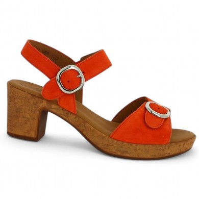 Sandale Gabor 64.64.13 orange talon liège grande pointure Shoesissime, vue profil