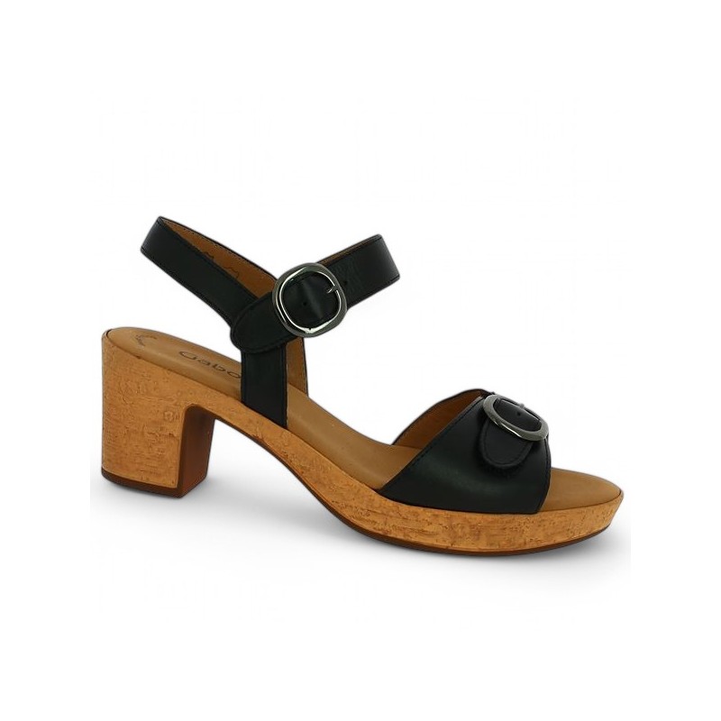 sandale sabot noire Gabor grande pointure Shoesissime, vue profil