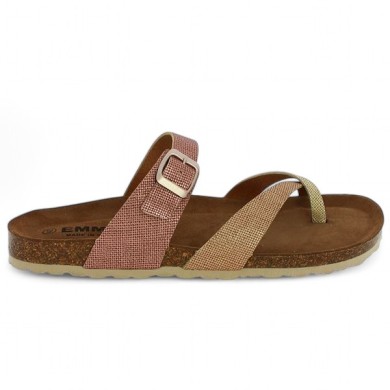 Bikini - Mule rose et beige grande taille - Nu-pieds femme 42, 43, 44, 45 - Shoesissime