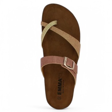 Bikini - Mule rose et beige grande taille - Nu-pieds femme 42, 43, 44, 45 - Shoesissime