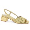 Jeanne - Sandal gold braided small heel - Barefoot large size - Shoesissime