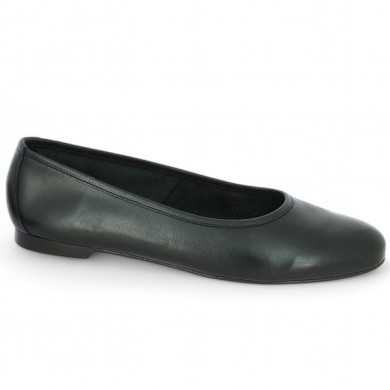 ballerine souple 42, 43, 44, 45 cuir noir sans nœud, vue profil