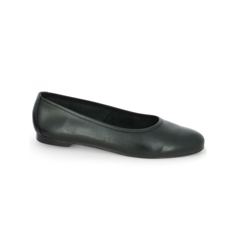 ballerine souple 42, 43, 44, 45 cuir noir sans nœud, vue profil