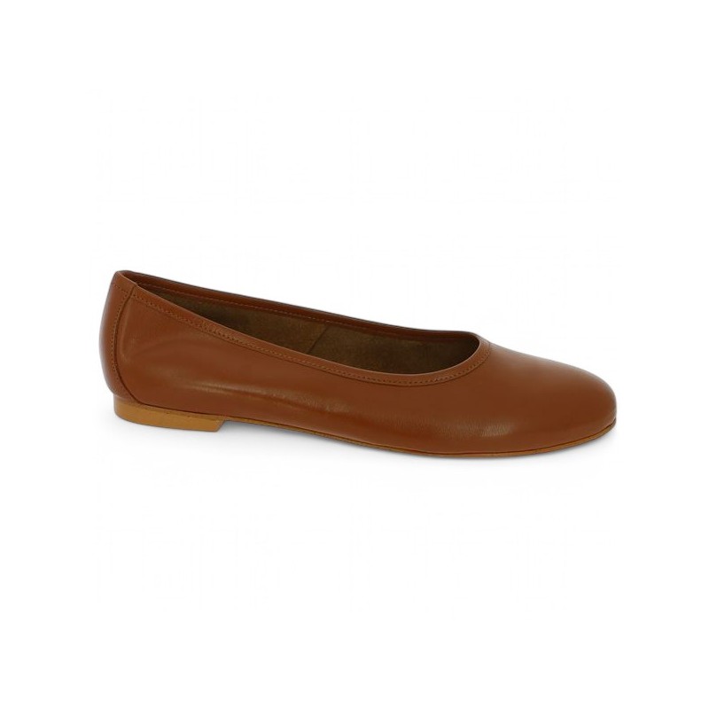 ballerine grande taille cuir camel femme  Shoesissime, vue profil