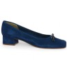 escarpin petit talon velours bleu souple 42, 43, 44, 45 Shoesissime, vue profil