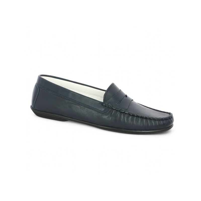 mocassin femme confort bleu marine 42, 43, 44, 45 Shoesissime, vue profil