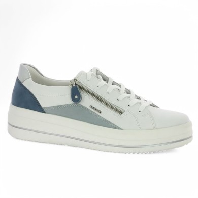 D1C01-84 Baskets Remonte bleu et blanche 42, 43, 44, 45 Shoesissime, vue profil