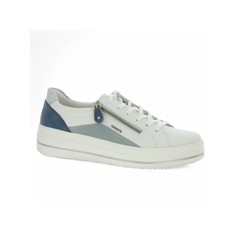 D1C01-84 Baskets Remonte bleu et blanche 42, 43, 44, 45 Shoesissime, vue profil