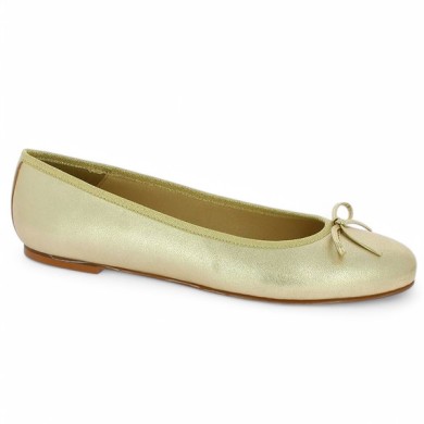 ballerine dorée cuir grande taille femme Shoesissime, vue profil