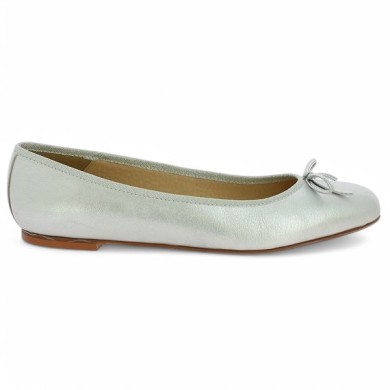 ballerine argent cuir chaussures grande pointure femme Shoesissime, vue coté