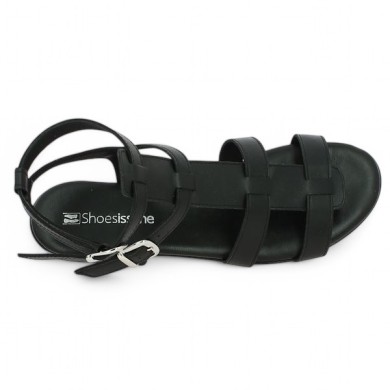 Roma - Black spartan sandal large size - Barefoot 42, 43, 44, 45 - Shoesissime 