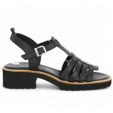 Pia - Modern black leather sandal large size - Italian Large Size - Shoesissime