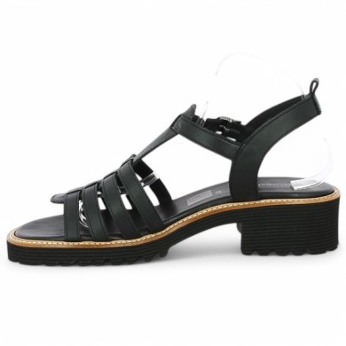 Pia - Modern black leather sandal large size - Italian Large Size - Shoesissime