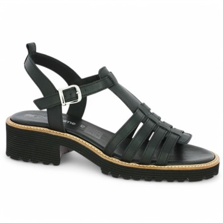 Pia - Modern black leather sandal large size - Italian Large Size - Shoesissime