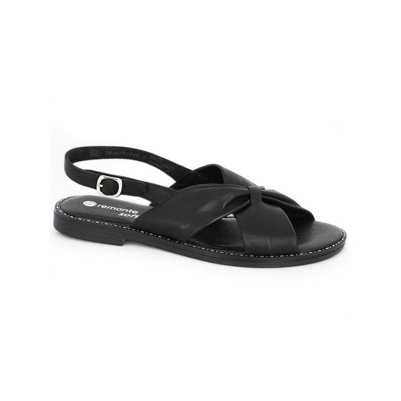 Isa - D3674 Black Sandal Remonte grande taille - Women's large size sandals - Shoesissime