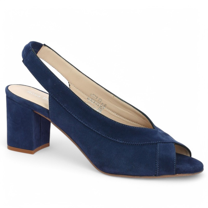 Louise - Escarpin Sandale with blue velvet heel - Ceremonial Shoes Large Size - Shoesissime